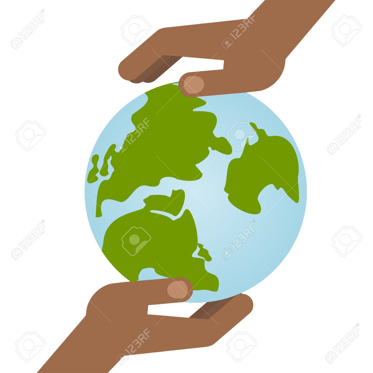 Deux Mains Tiennent Une Planete Terre Bleue Symbole Du Respect De La Nature Et De L Environnement Illustration De Dessin Anime De Plat Vecteur Objets Isoles Sur Un Fond Blanc Clip Art Libres