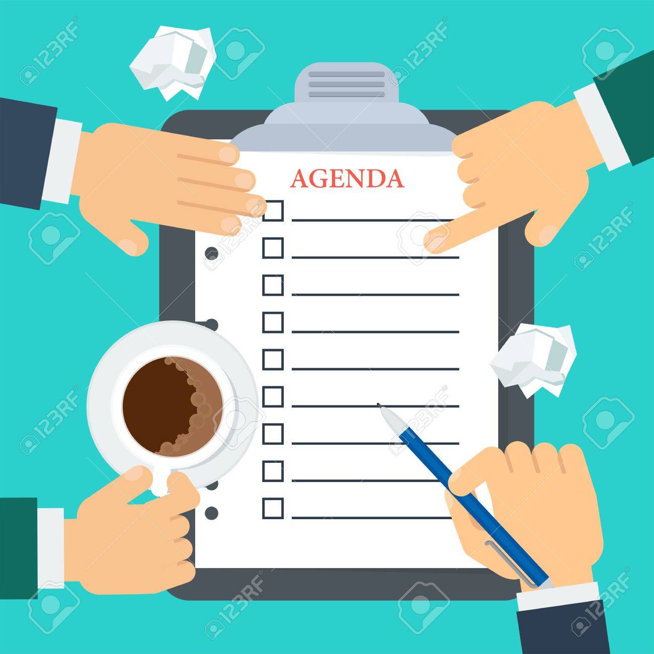 businessmen make up agenda daily routine schedule and planning
