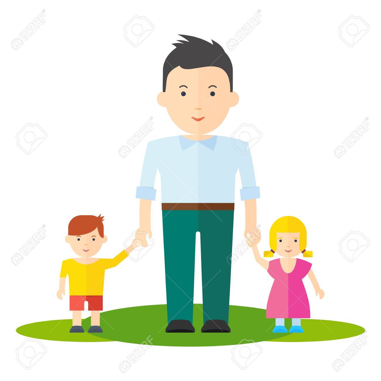 Padre E Hija De La Nina Y El Hijo Del Muchacho Papa Y Bebe Vector Ilustracion Vectorial Plano Objetos Aislados En Un Fondo Blanco Ilustraciones Vectoriales Clip Art Vectorizado Libre De Derechos
