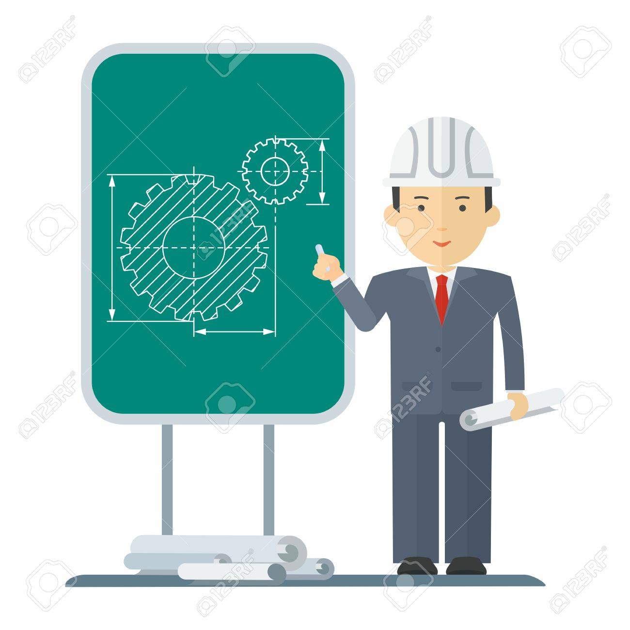 Engineer Character. Construction, Architect And Engineering Drawing For  Civil Industrial Draft. Flat Vector Cartoon Illustration. Objects Isolated  On A White Background. Royalty Free SVG, Cliparts, Vectors, and Stock  Illustration. Image 80921462., image size:1300x1300