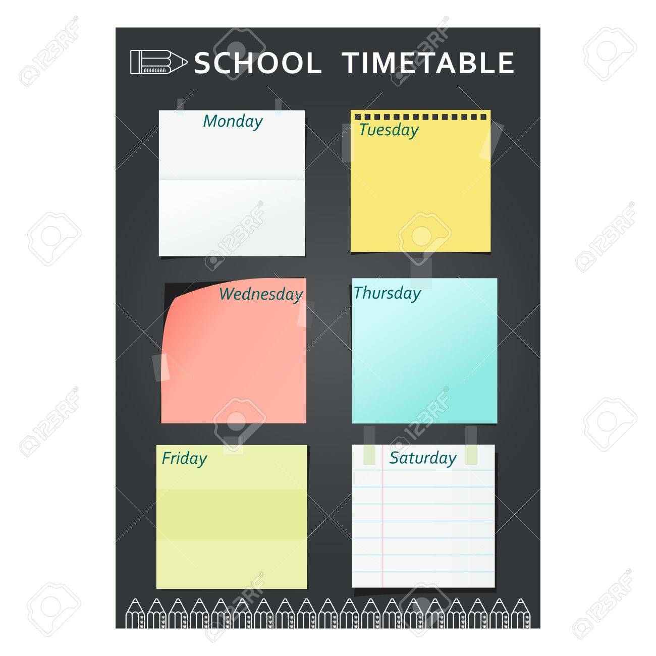 black template of school week schedule for students schoolchildren timetable week