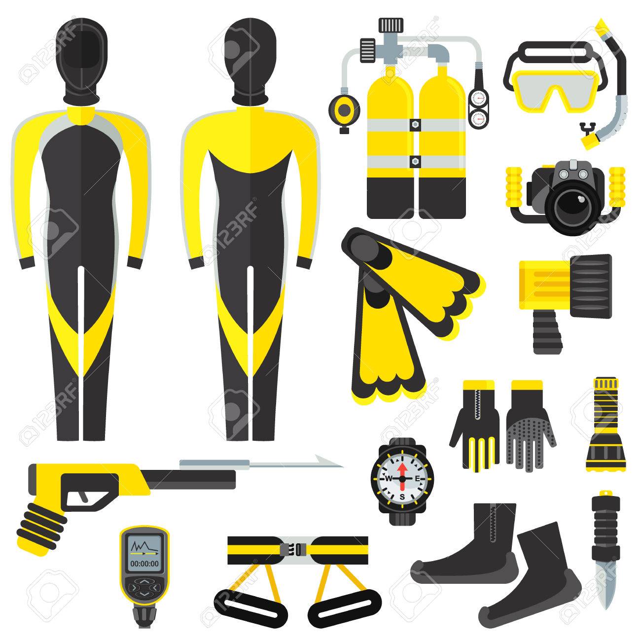 Conjunto De Equipos Y Ropa Para Buceo Profesional En Mar Y Océano ...