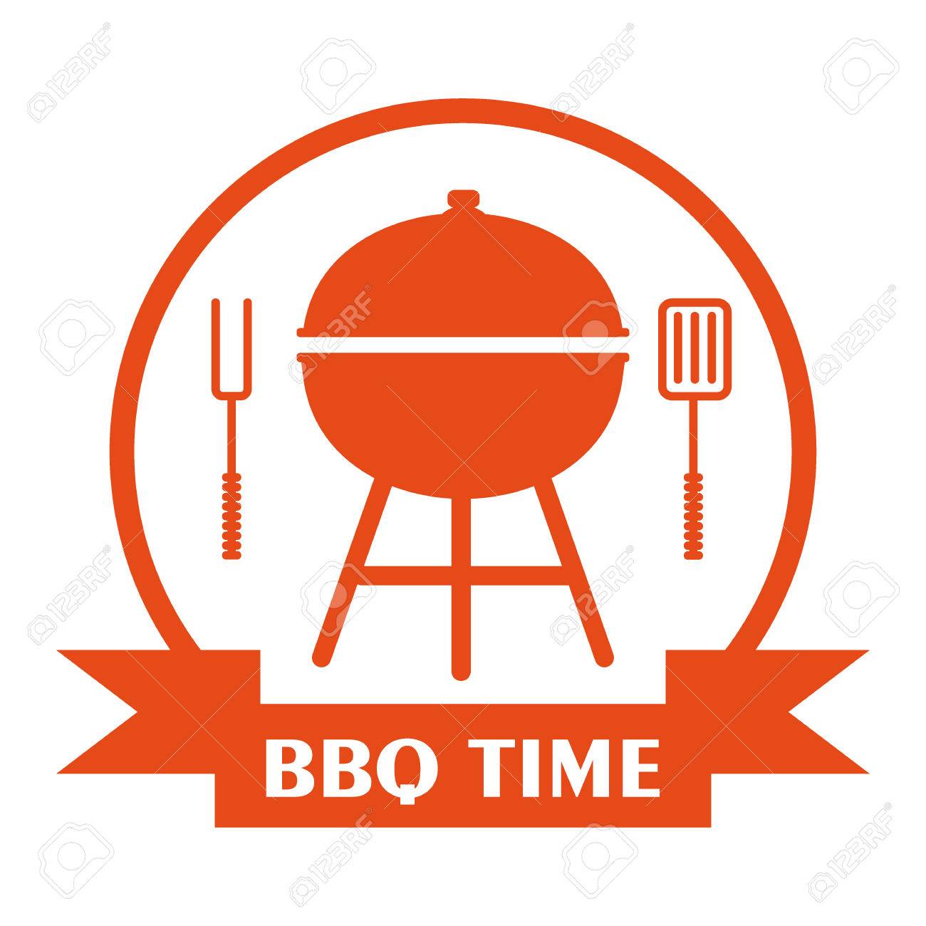 bbq logo flat vector cartoon illustration objects isolated