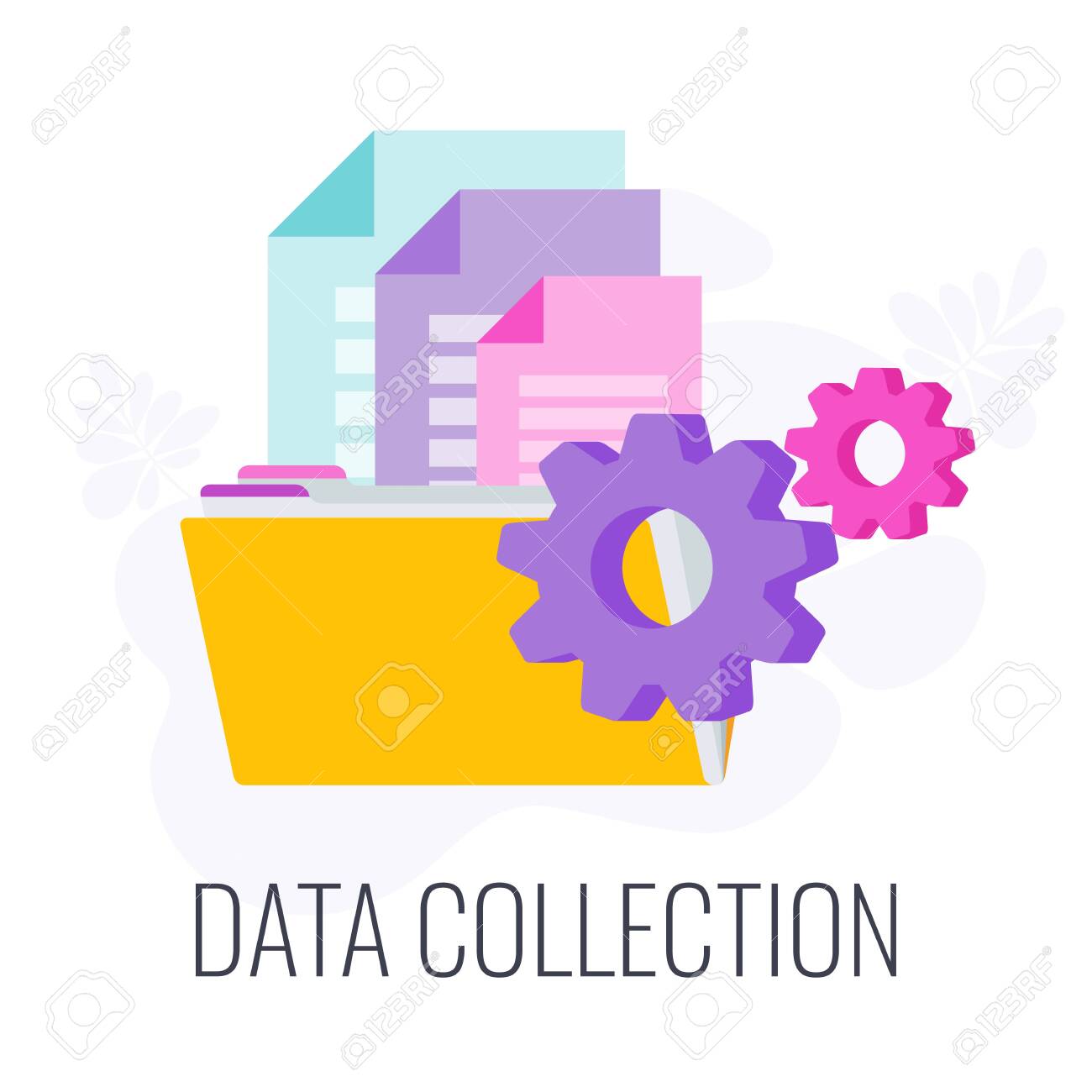 Data Collection Icon. Market Research. Flat Vector Illustration. Клипарты,  SVG, векторы, и Набор Иллюстраций Без Оплаты Отчислений. Image 148814339