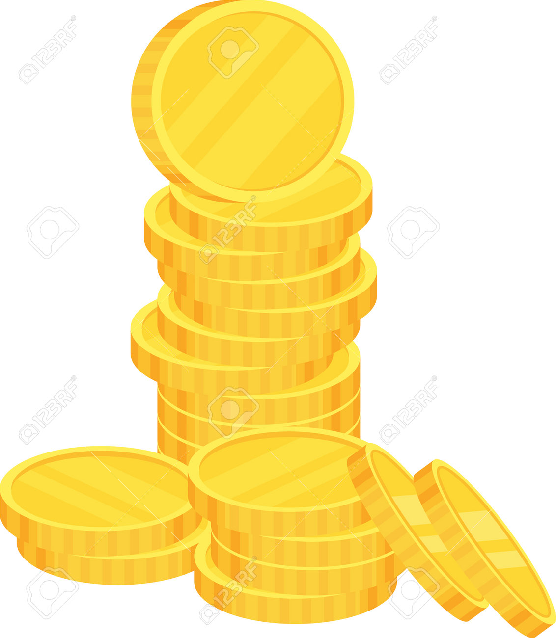 コイン。黄金のドルの山。お金のスタック。のイラスト素材・ベクター Image 184807882