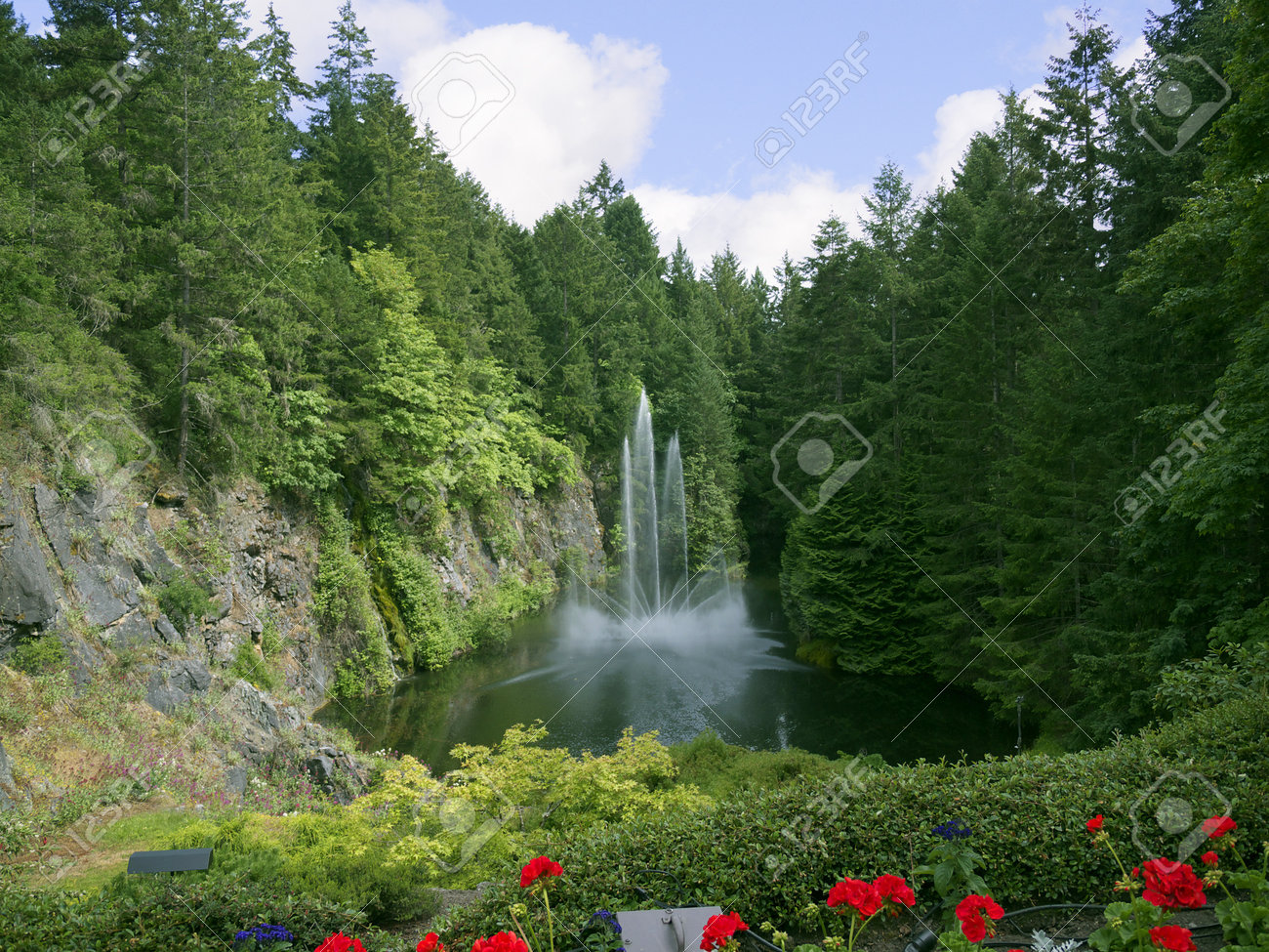 カナダのブリティッシュ コロンビア州バンクーバー島のビクトリア近くブッチャート ガーデンで花のディスプレイ の写真素材 画像素材 Image