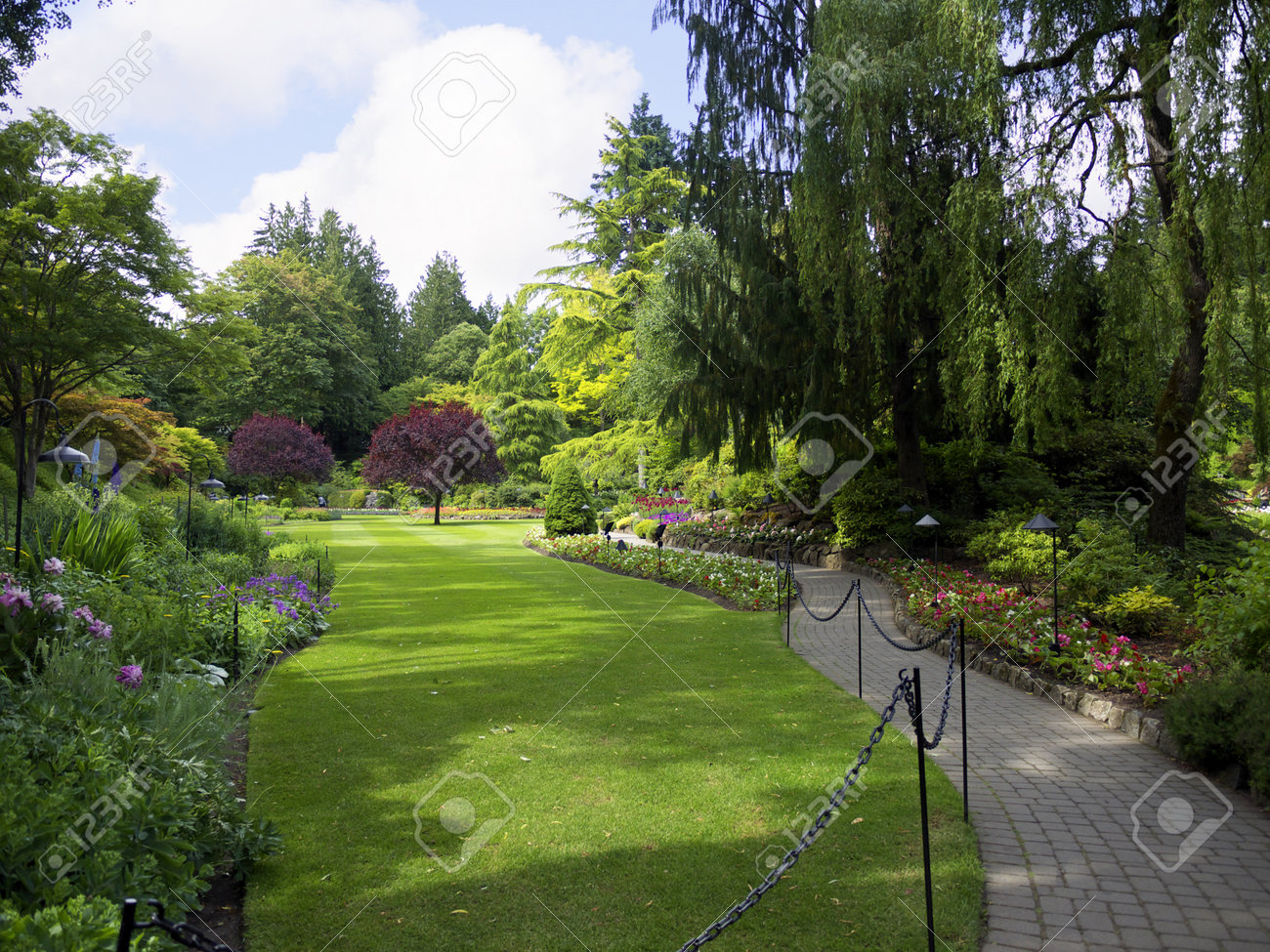 カナダのブリティッシュ コロンビア州バンクーバー島のビクトリア近くブッチャート ガーデンで花のディスプレイ の写真素材 画像素材 Image