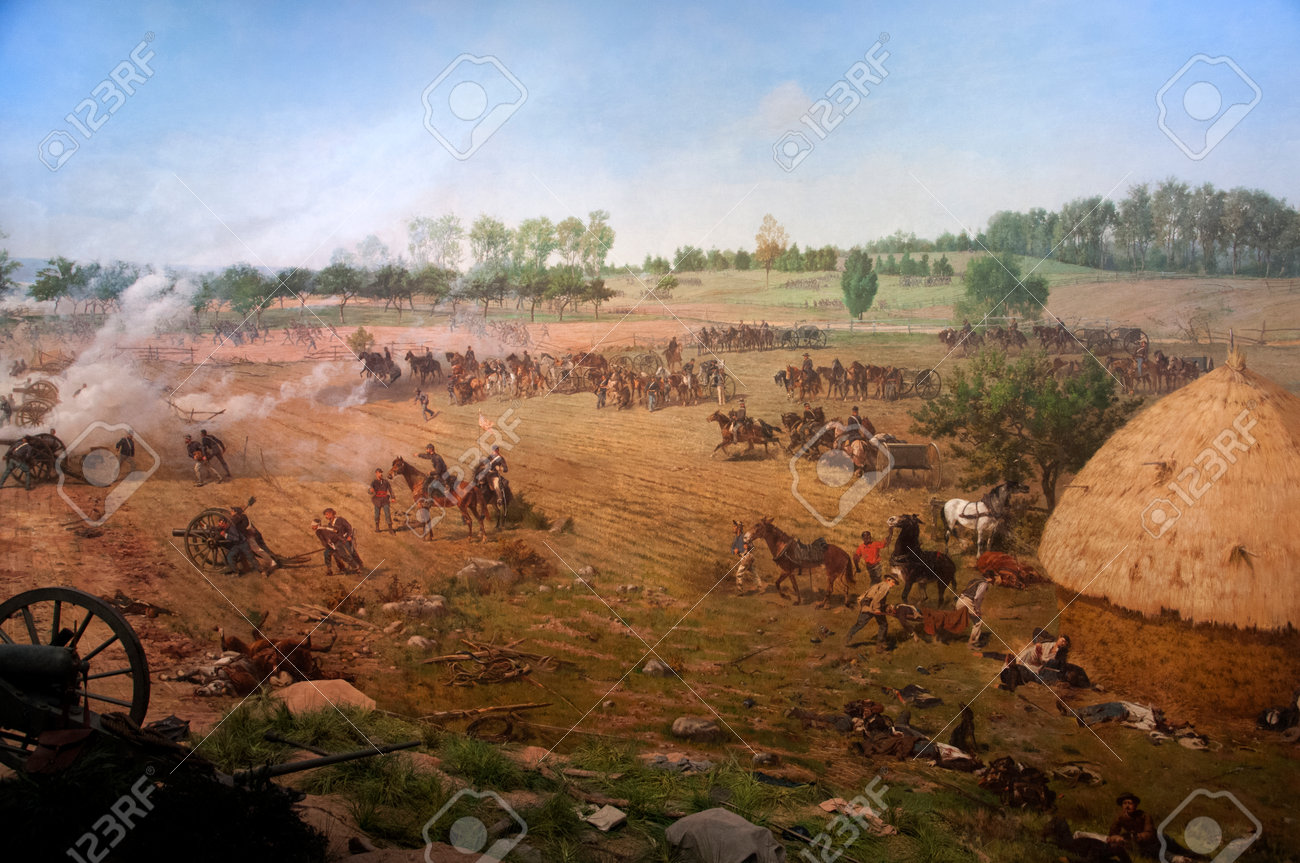 米国ペンシルバニア ゲティスバーグの戦場のジオラマ絵画 の写真素材 画像素材 Image