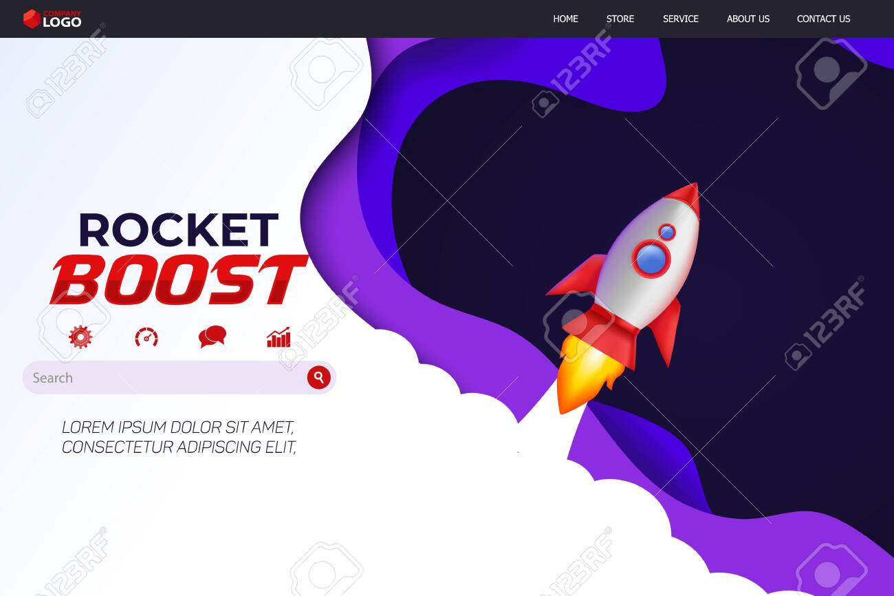 Rocket Boost Website Landing Page Vector Template Design - 137685071 Rocket Boost Website Landing Page Vector Template Design - 137685071