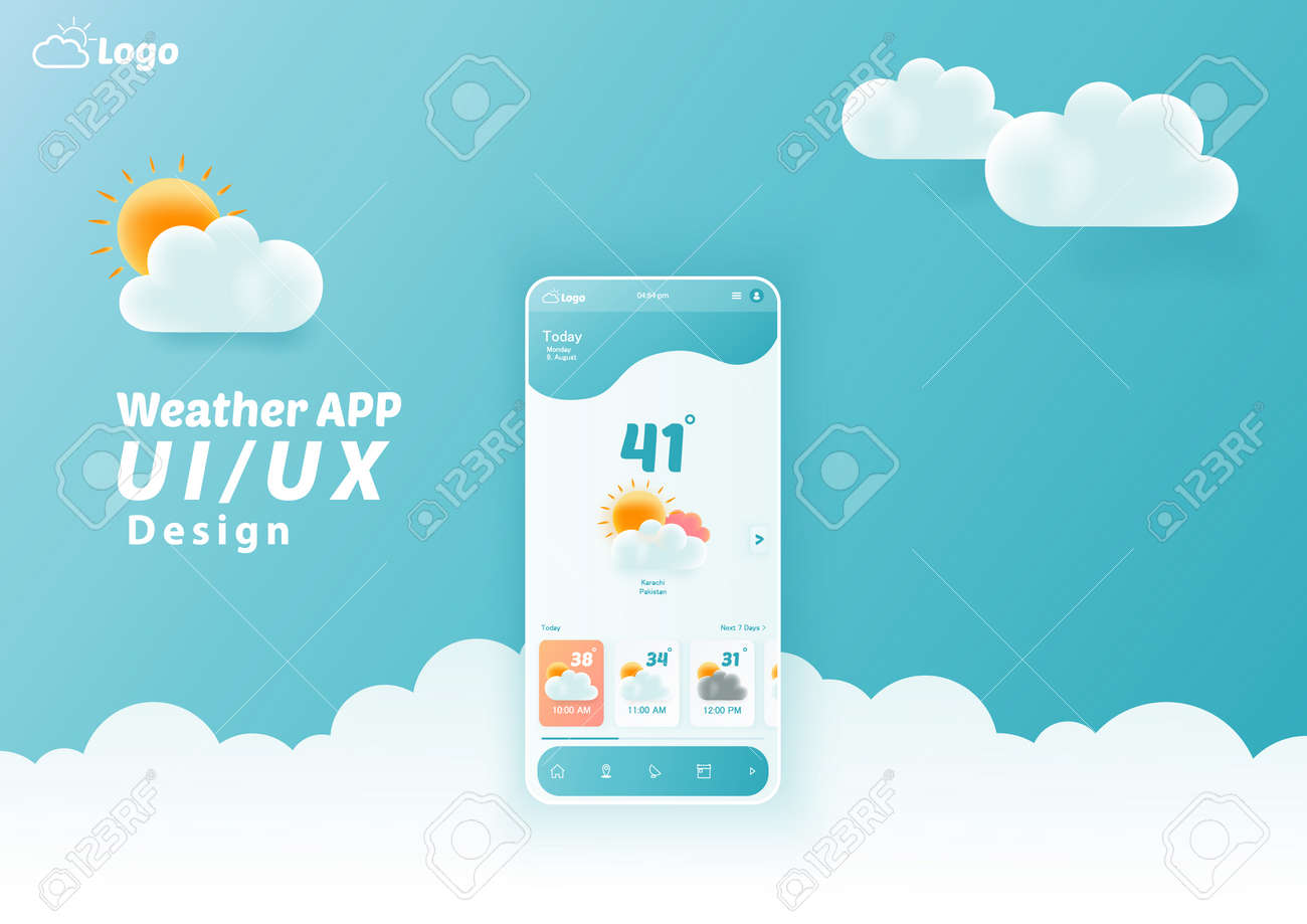 Weather App UI/UX Kit Elements, Website Landing Page Vector - 157652164 Weather App UI/UX Kit Elements, Website Landing Page Vector - 157652164