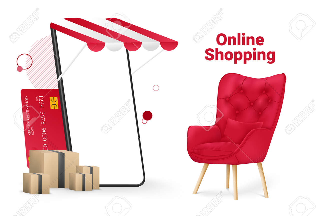 Online Shopping Store and Mobile Mockup Template Vector Illustration - 164379034 Online Shopping Store and Mobile Mockup Template Vector Illustration - 164379034
