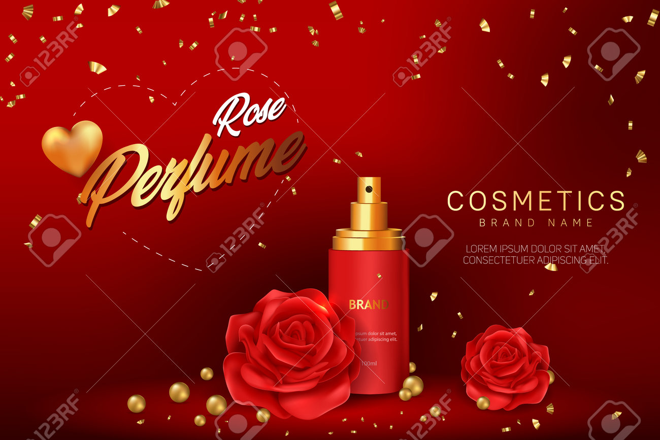 Rose Perfume Cosmetic Advertising Banner Vector Template Design - 164379041 Rose Perfume Cosmetic Advertising Banner Vector Template Design - 164379041