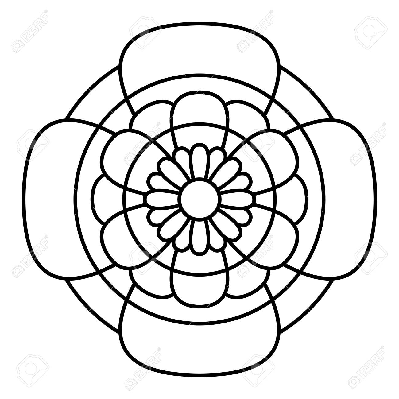 Simple Floral Mandala Pattern For Coloring Book Pages, Tattoo Prints And  Decorative Stamps. Royalty Free SVG, Cliparts, Vectors, and Stock  Illustration. Image 122855126., image size:1300x1300