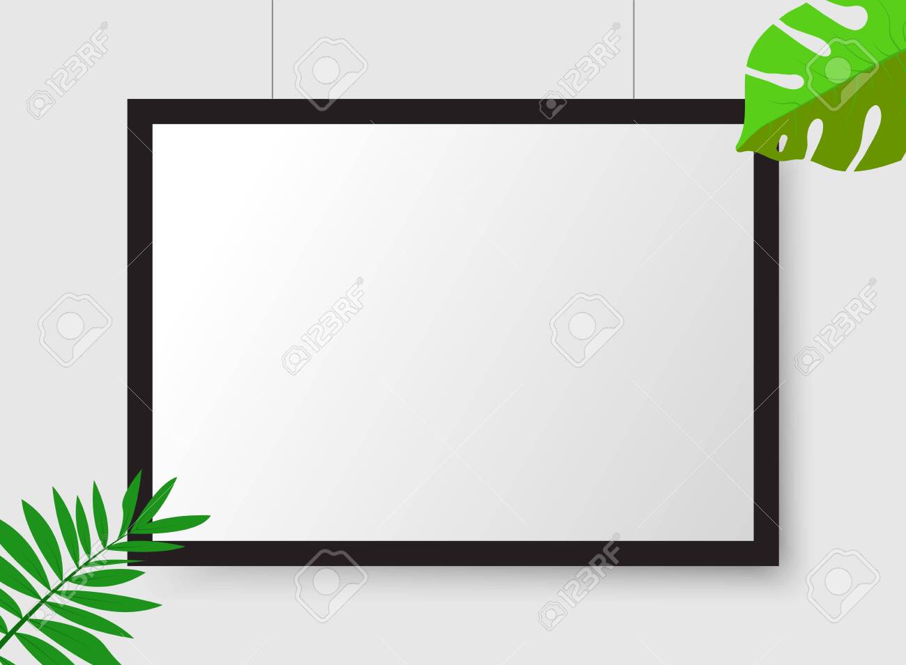 Realistic Vector Poster Mockup With Palm Leaves Clean Blank Royalty Free Cliparts Vectors And Stock Illustration Image 124095459