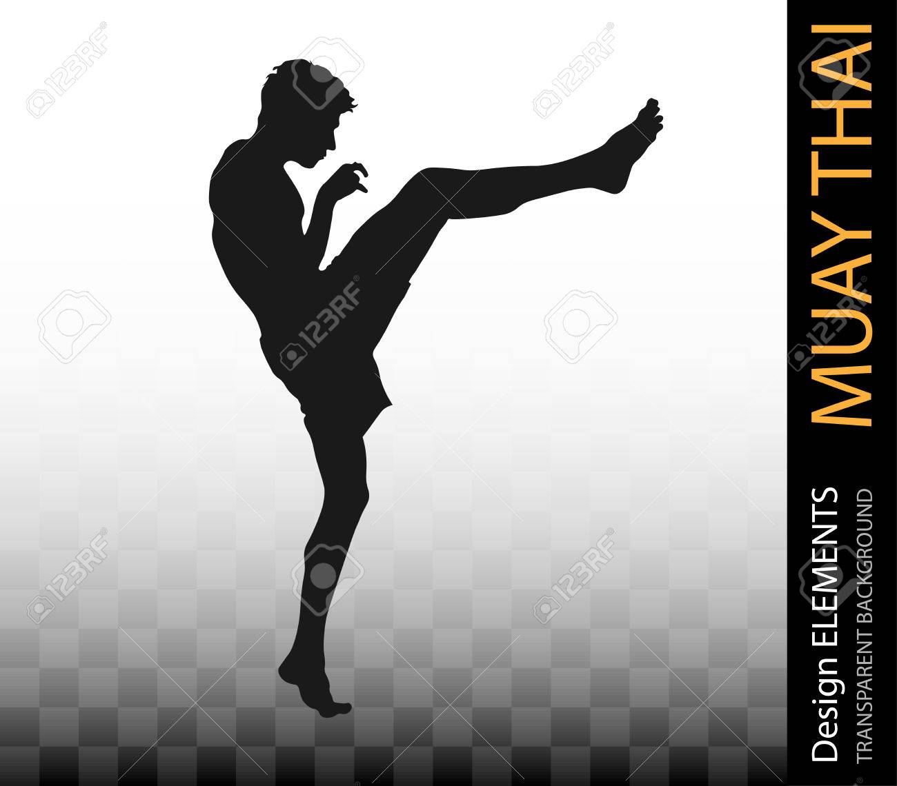 Asian Martial Art Muay Thai Kung Fu And Tai Chi Black Silhouette Self Defense Exercise Fight Boxing Master Vector On Transparent Background Karate Fight Design Element Royalty Free Cliparts Vectors And Stock