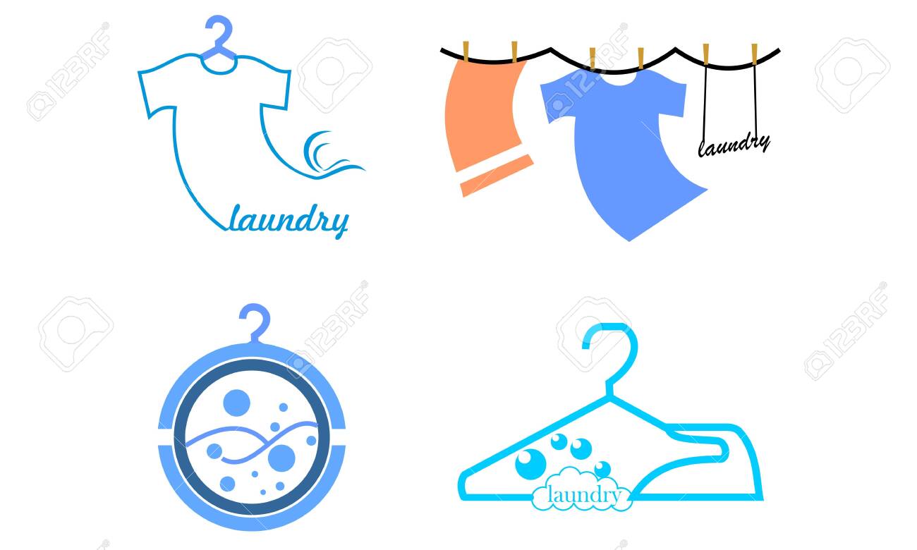 Set Of Laundry Service Logo Design Royalty Free Cliparts Vectors