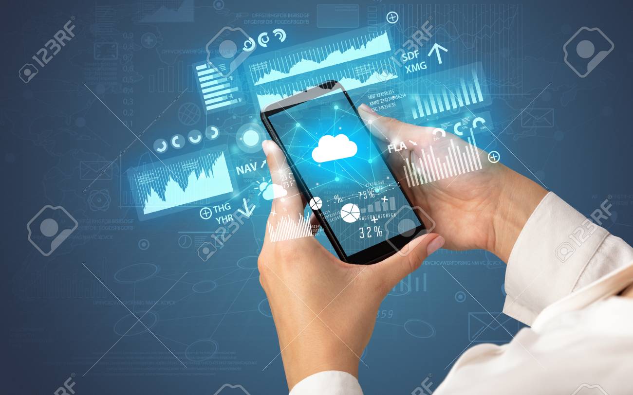 hand using phone with financial tracking concept stock photo financial tracking