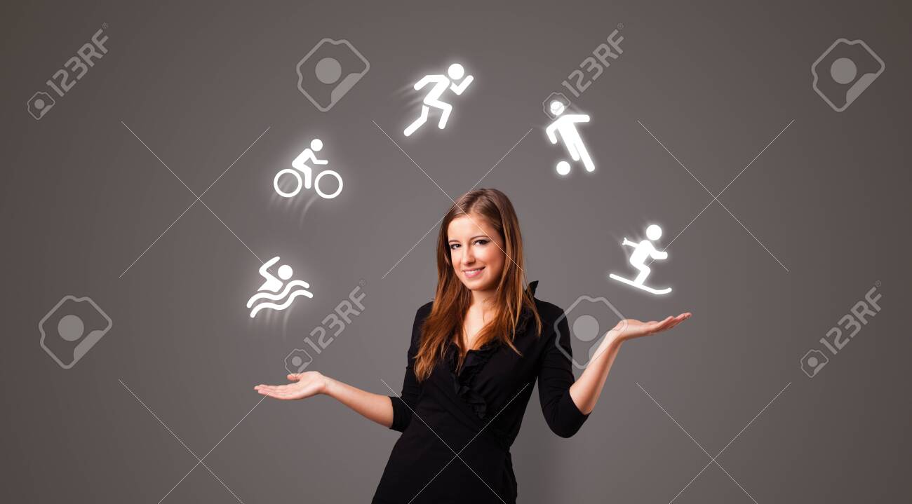 Young student juggle with sports concept - 126405453 Young student juggle with sports concept - 126405453