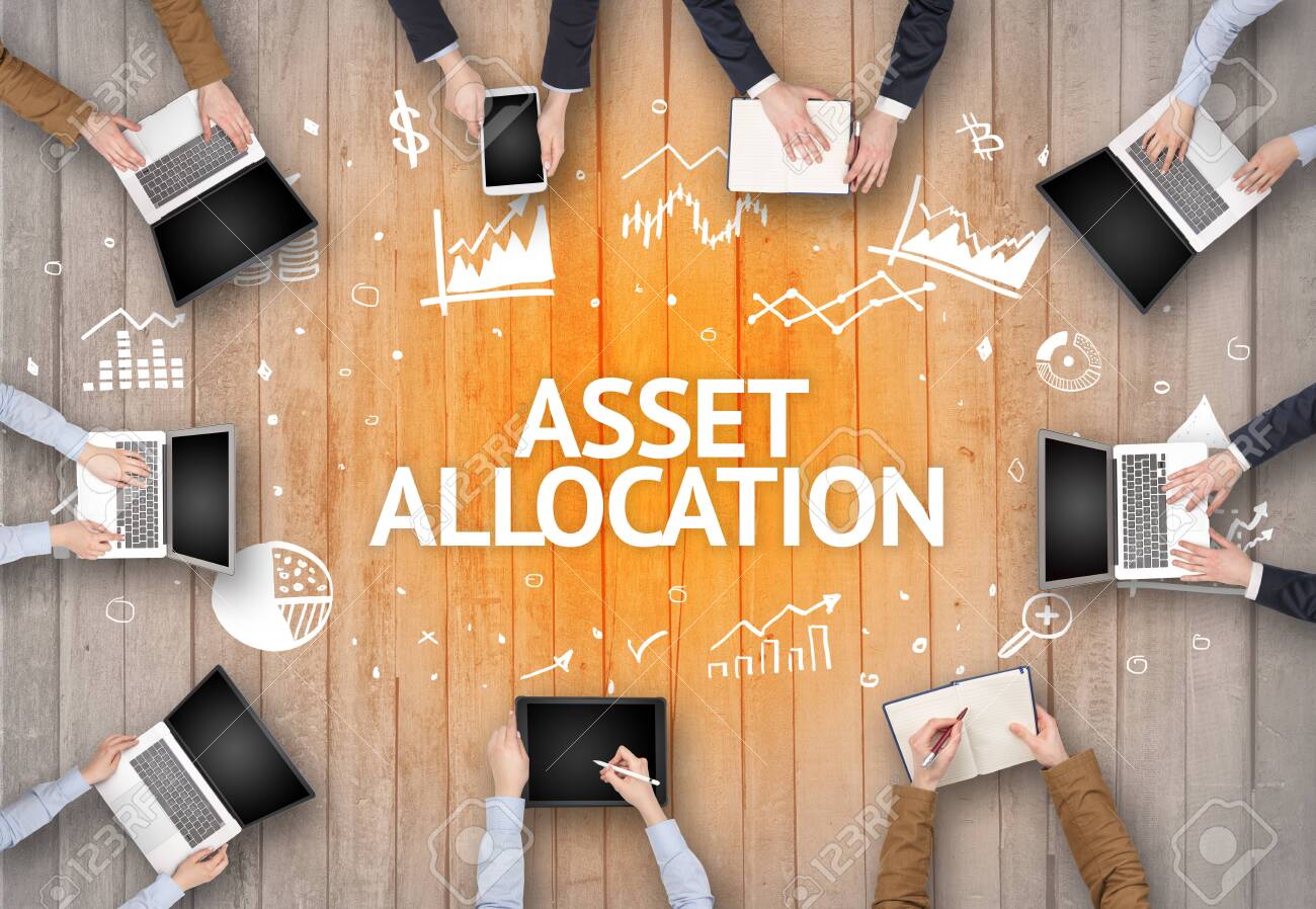 Group of Busy People Working in an Office with ASSET ALLOCATION inscription, succesfull business concept - 147445113 Group of Busy People Working in an Office with ASSET ALLOCATION inscription, succesfull business concept - 147445113