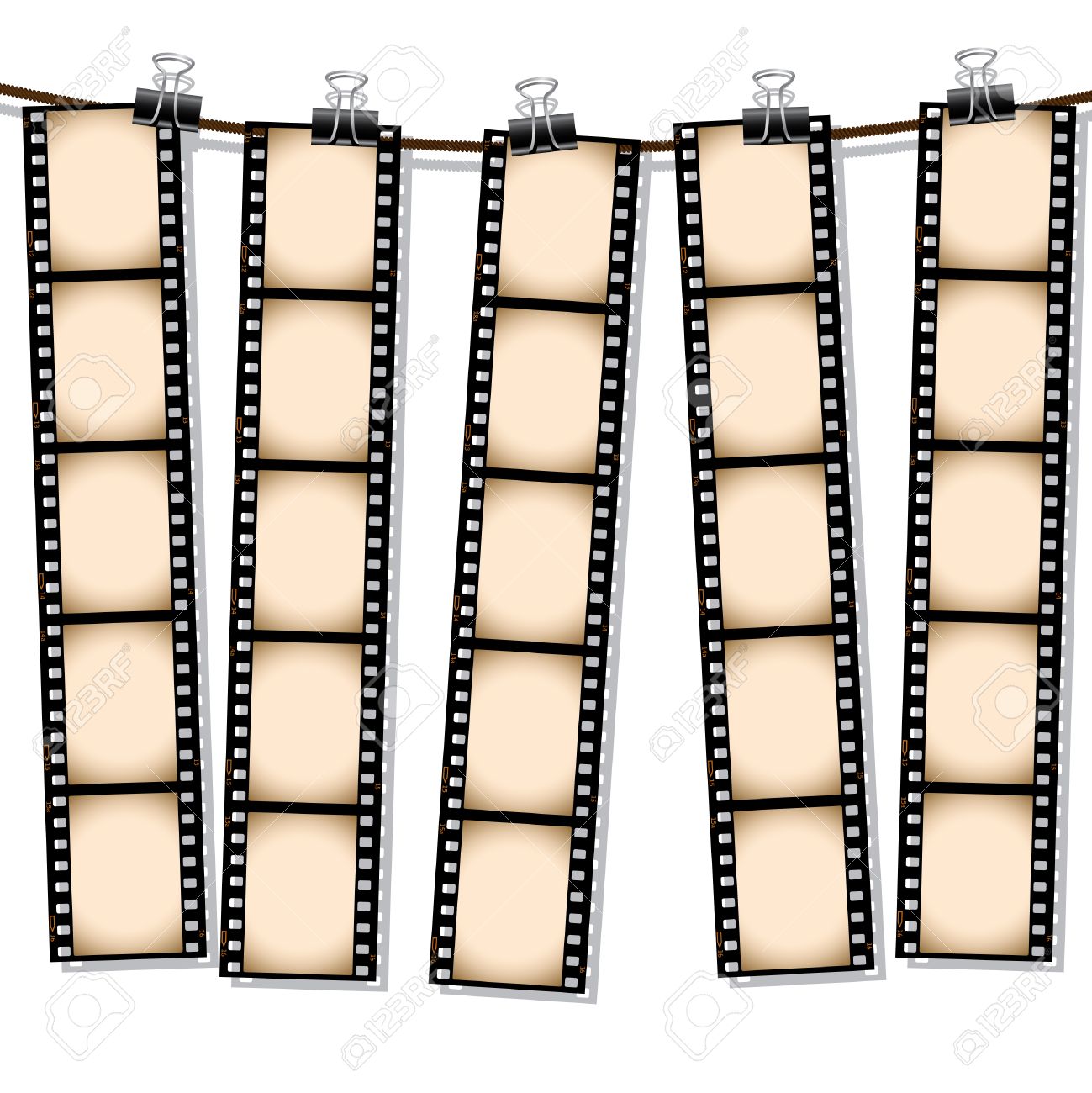 row of film strips hanging out to dry royalty free cliparts vectors film strips images