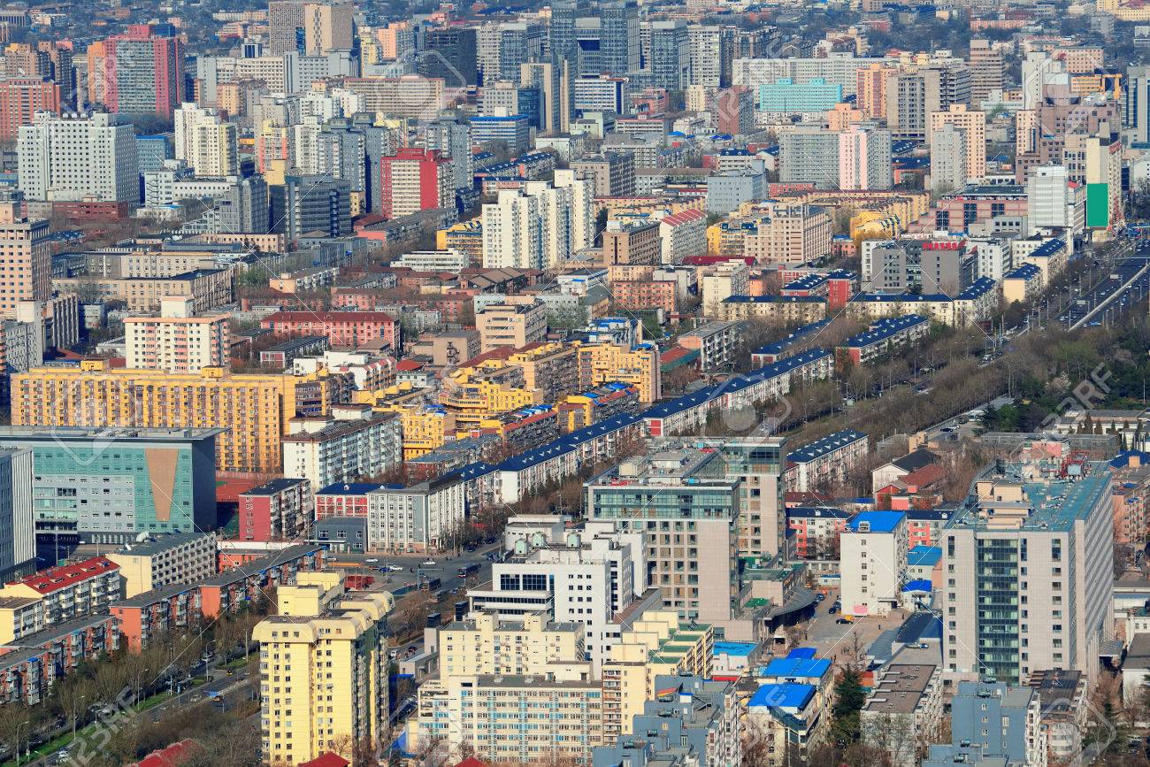 beijing city aerial view with urban buildings stock photo picture