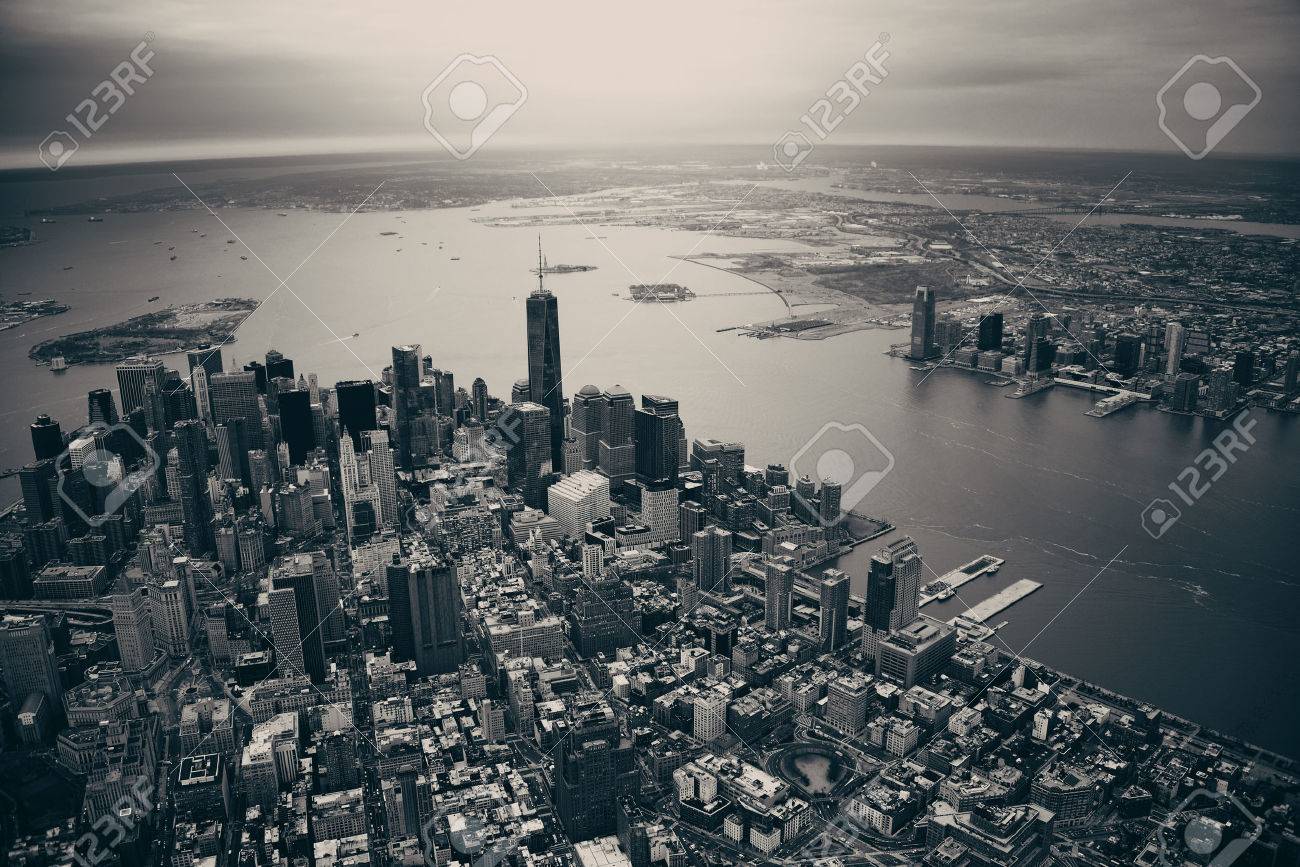 New York City Manhattan downtown aerial view - 39724081 New York City Manhattan downtown aerial view - 39724081