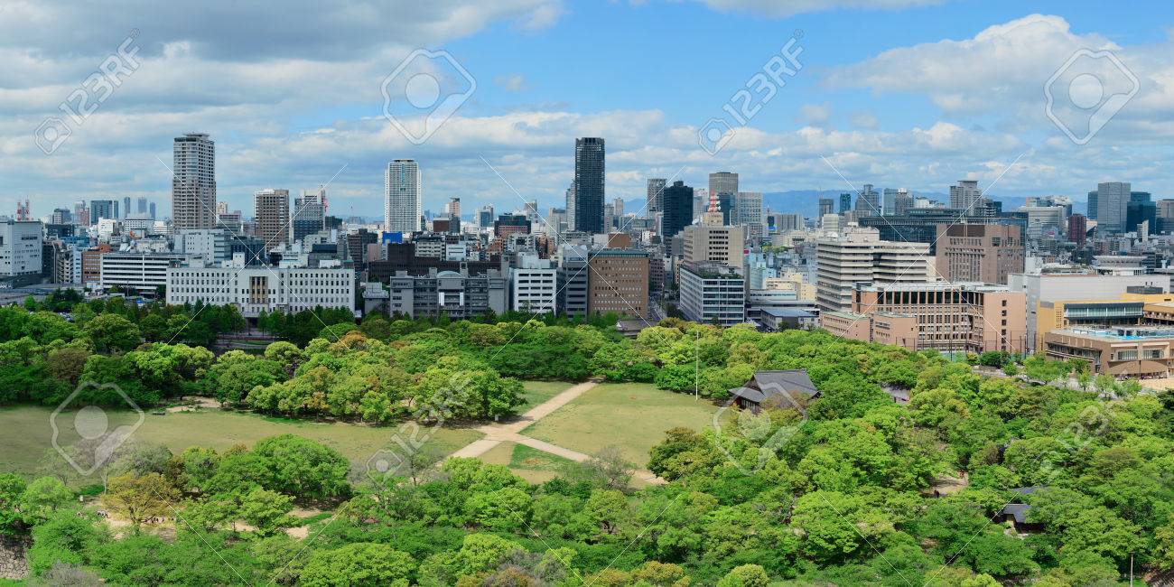 Osaka urban city park rooftop view. Japan. - 46870348 Osaka urban city park rooftop view. Japan. - 46870348