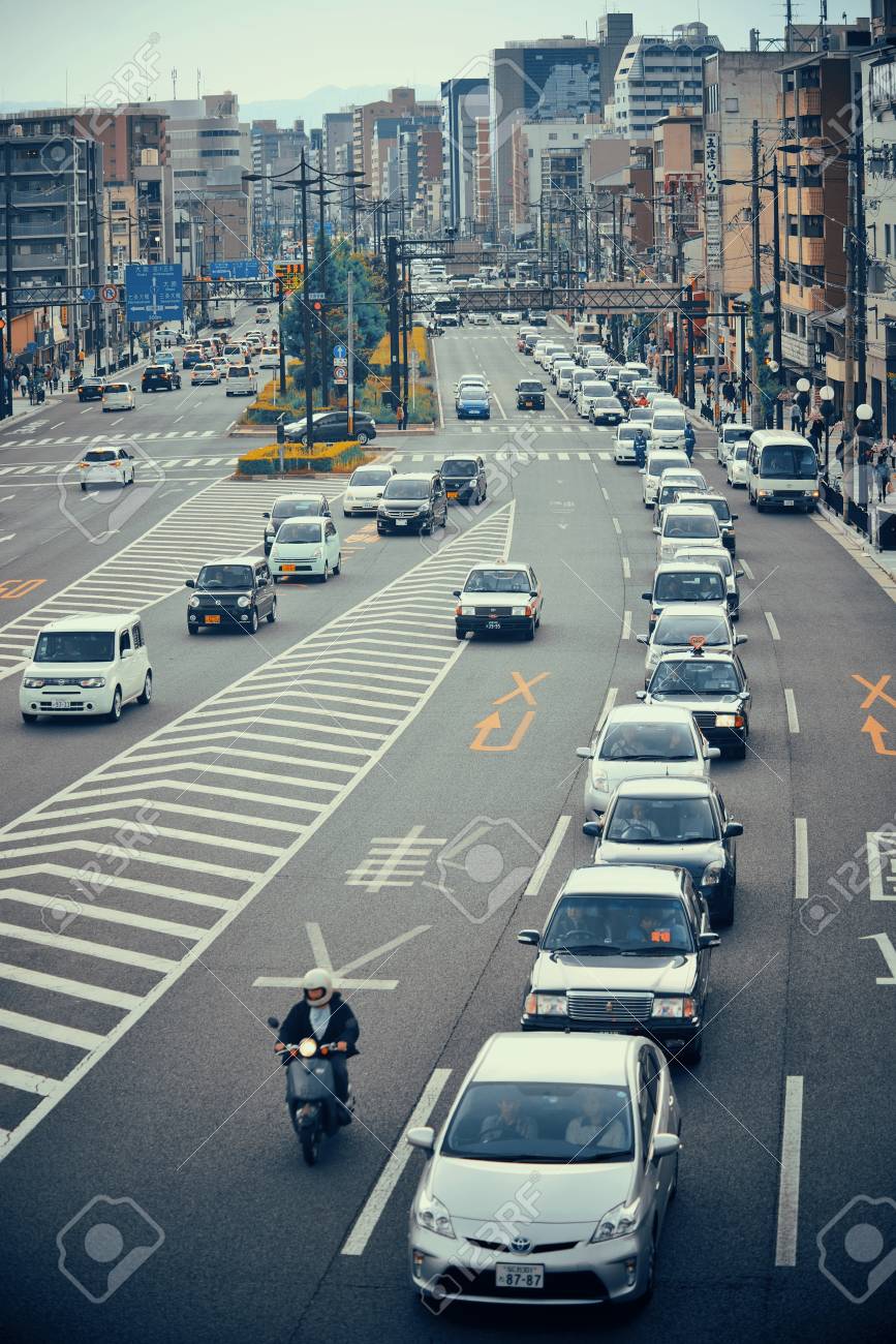 KYOTO, JAPAN - MAY 18: Traffic Jam On Road On May 18, 2013 In 