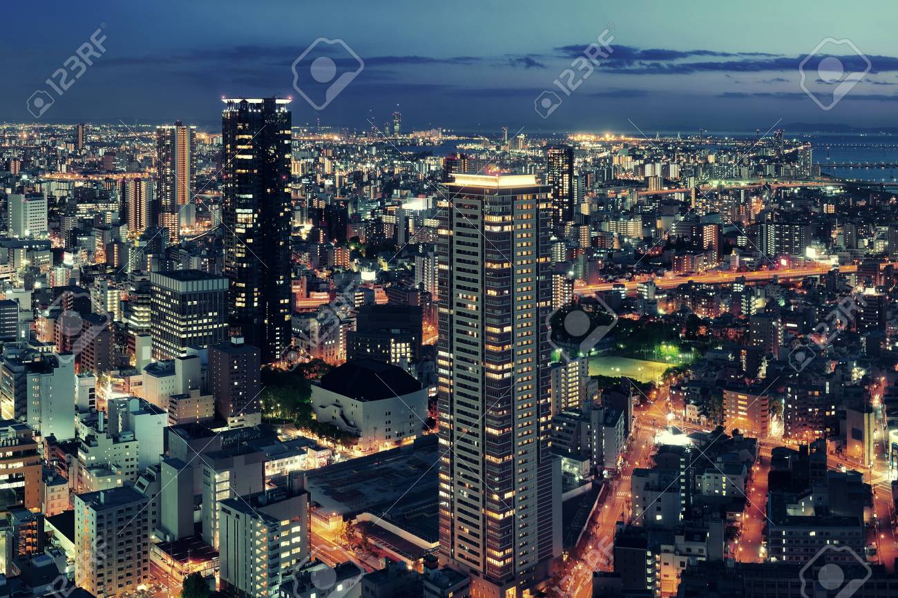 大阪で屋上夜景都市 日本 の写真素材 画像素材 Image