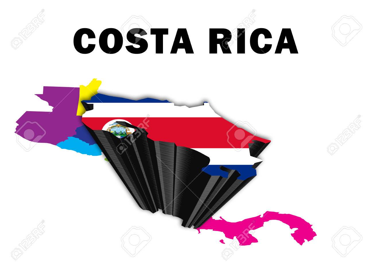 Outline Map Of Central America With Costa Rica Raised And Highlighted Stock Photo Picture And Royalty Free Image Image 54895877