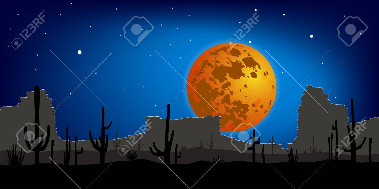 月に対してサグアロ サボテン砂漠 夜のシーン ベクトルの風景です のイラスト素材 ベクタ Image 月に対してサグアロ サボテン砂漠 夜のシーン ベクトルの風景です のイラスト素材 ベクタ Image