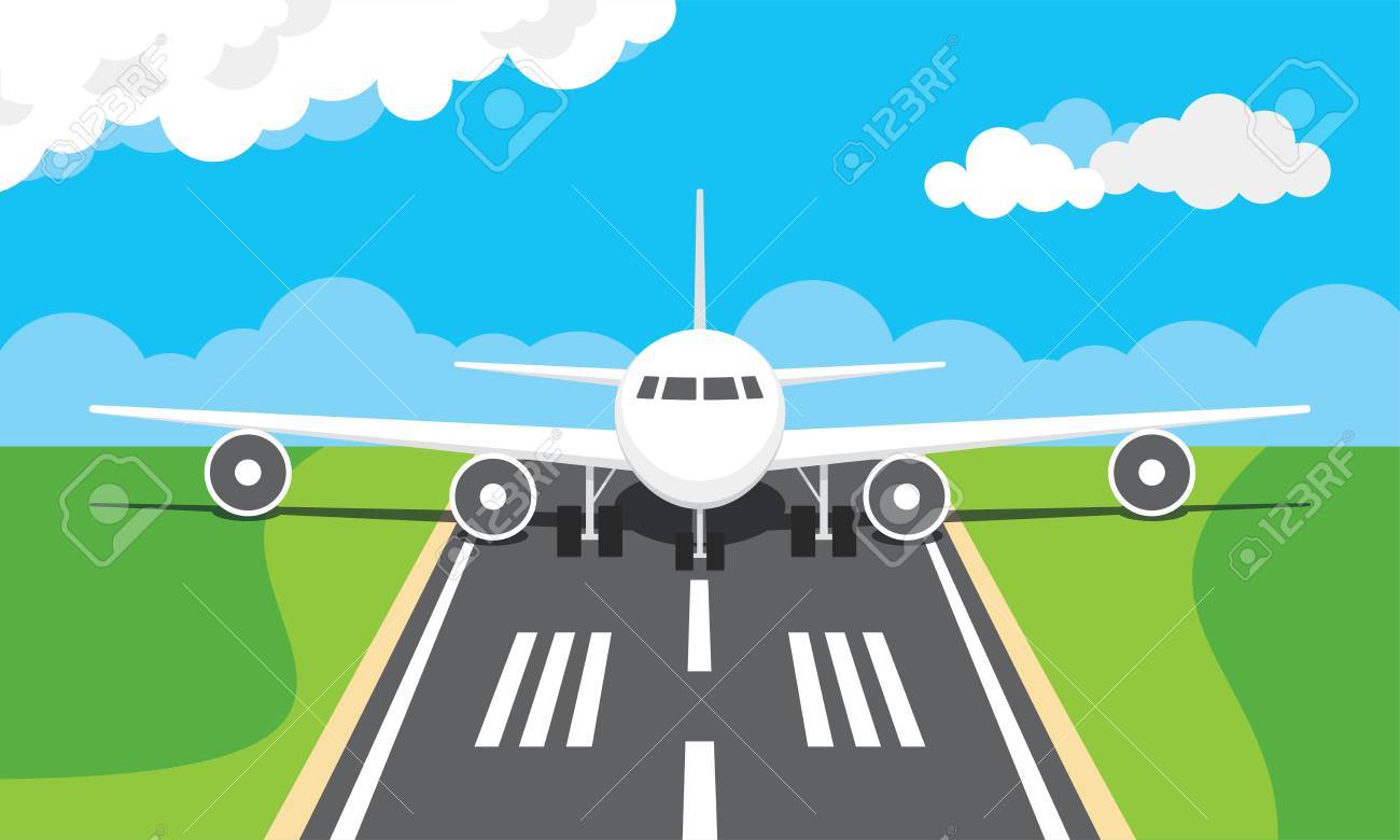 滑走路に飛行機のベクトル イラスト のイラスト素材 ベクタ Image