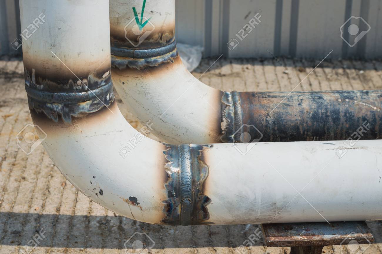 The Close Up Weld On A Steel Pipes For A New Heat Line The Welded Stock Photo Picture And Royalty Free Image Image 111498275