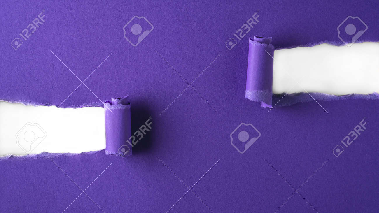 Violet paper is torn over white background for message. Template for your text. - 166146492 Violet paper is torn over white background for message. Template for your text. - 166146492