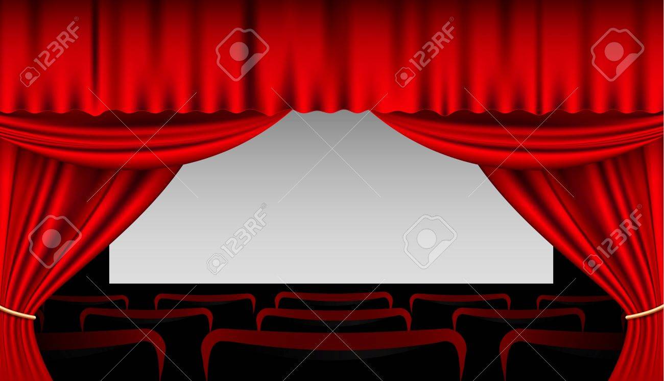 ベクター ステージ イラストと内装が赤いカーテン席のイラスト素材 ベクタ Image