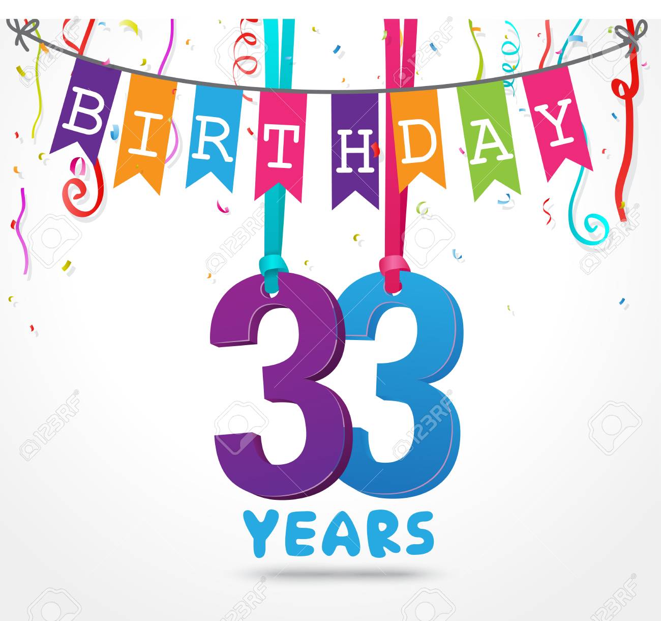 33 Years Birthday Celebration Greeting Card Design Royalty Free Cliparts Vectors And Stock Illustration Image