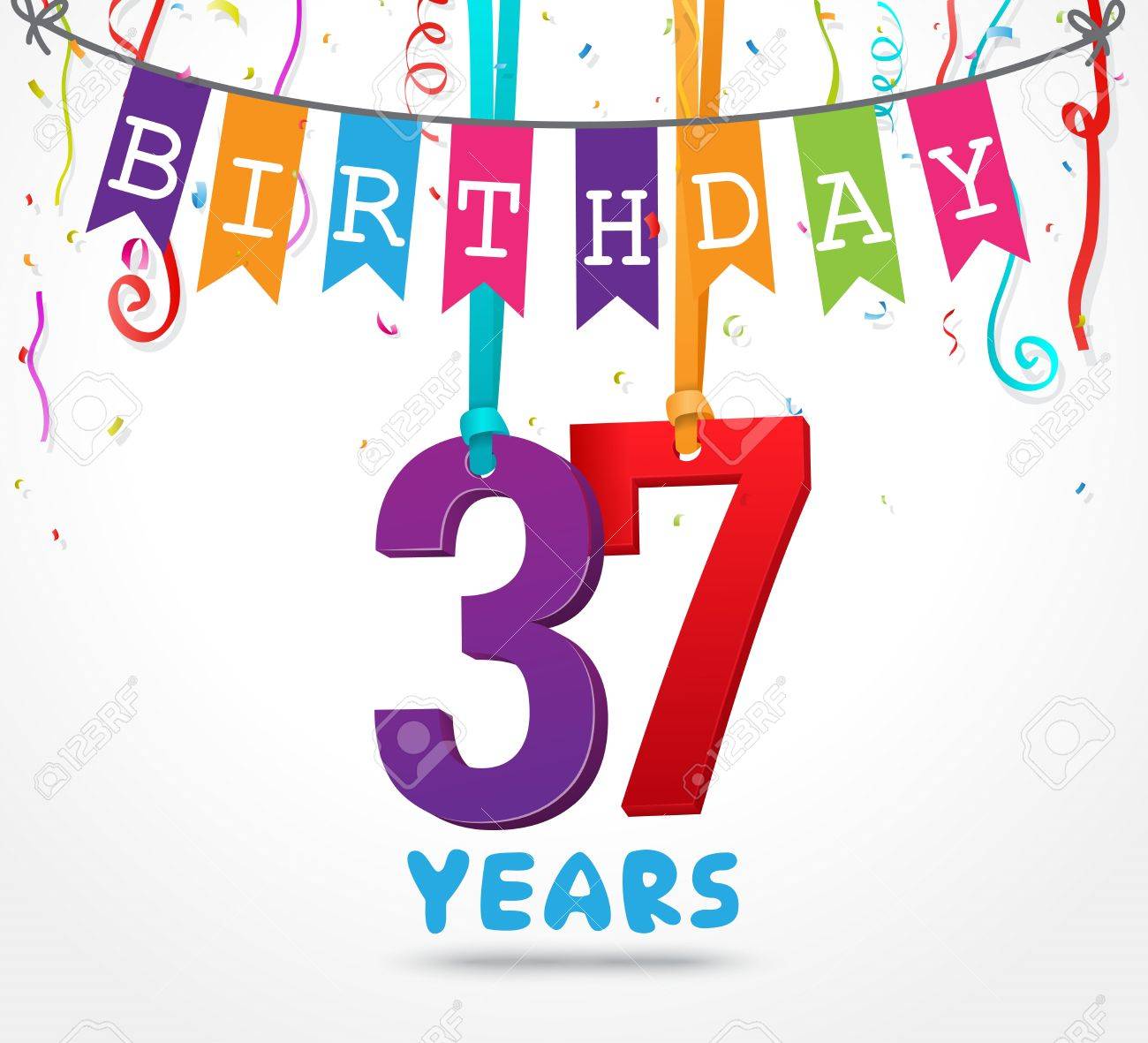 37 Ans De Conception De Carte De Voeux De Fete D Anniversaire Clip Art Libres De Droits Vecteurs Et Illustration Image 77749463