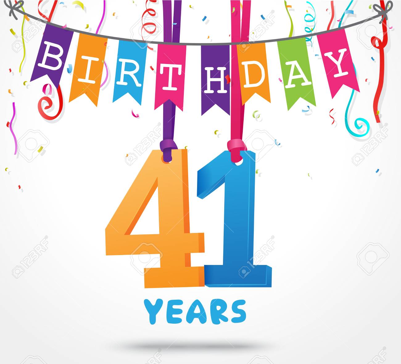 41 Ans Carte De Voeux Anniversaire Celebration Design Clip Art Libres De Droits Vecteurs Et Illustration Image