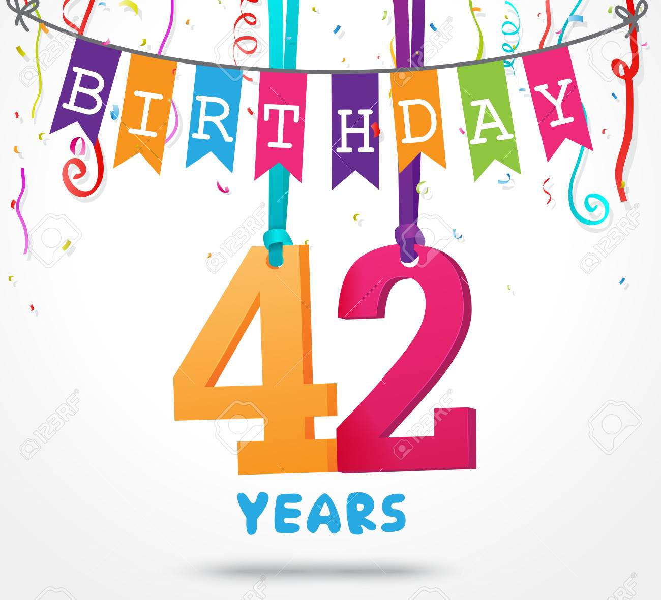 42 Ans Carte De Voeux Anniversaire Celebration Design Clip Art Libres De Droits Vecteurs Et Illustration Image
