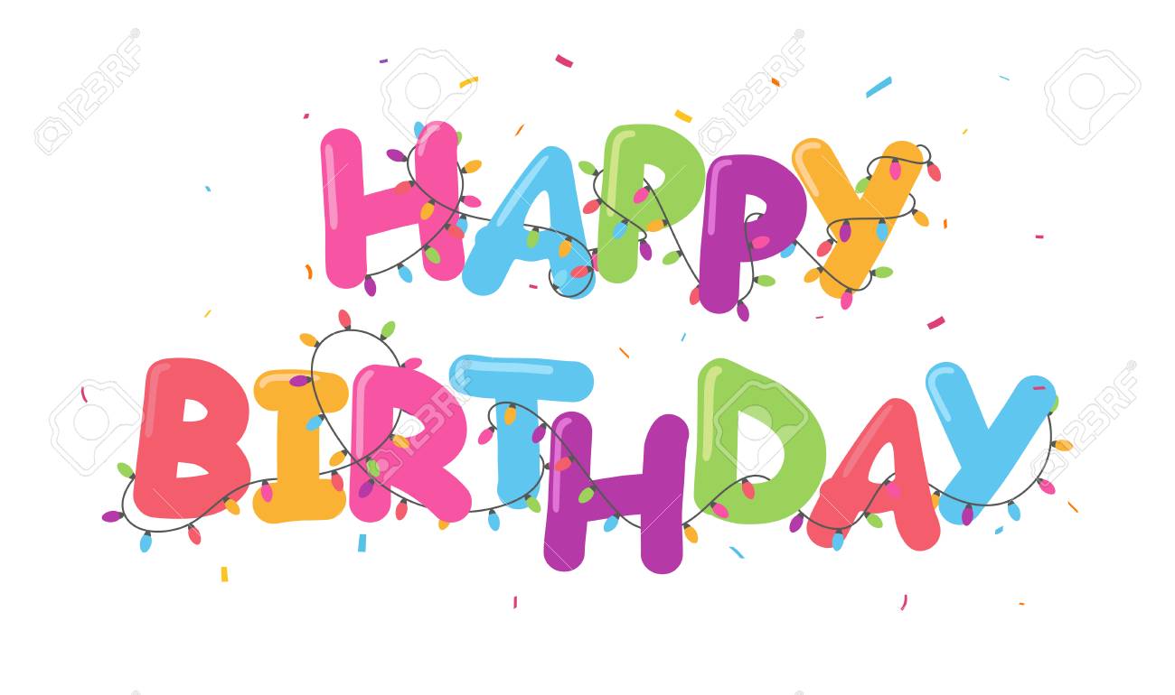 happy birthday banner with colorful light bulb royalty free cliparts colorful happy birthday banner