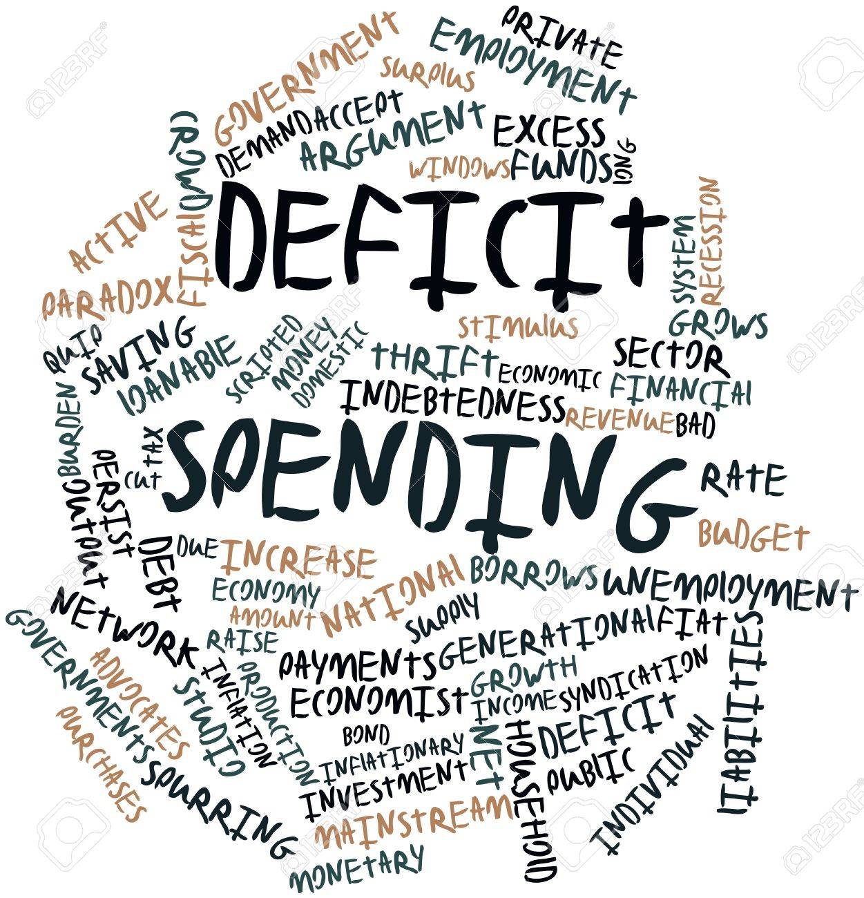 abstract word cloud for deficit spending with related tags and