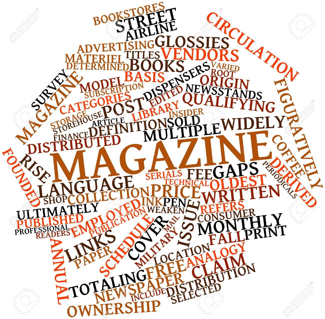 Abstract Word Cloud For Magazine With Related Tags And Terms Stock