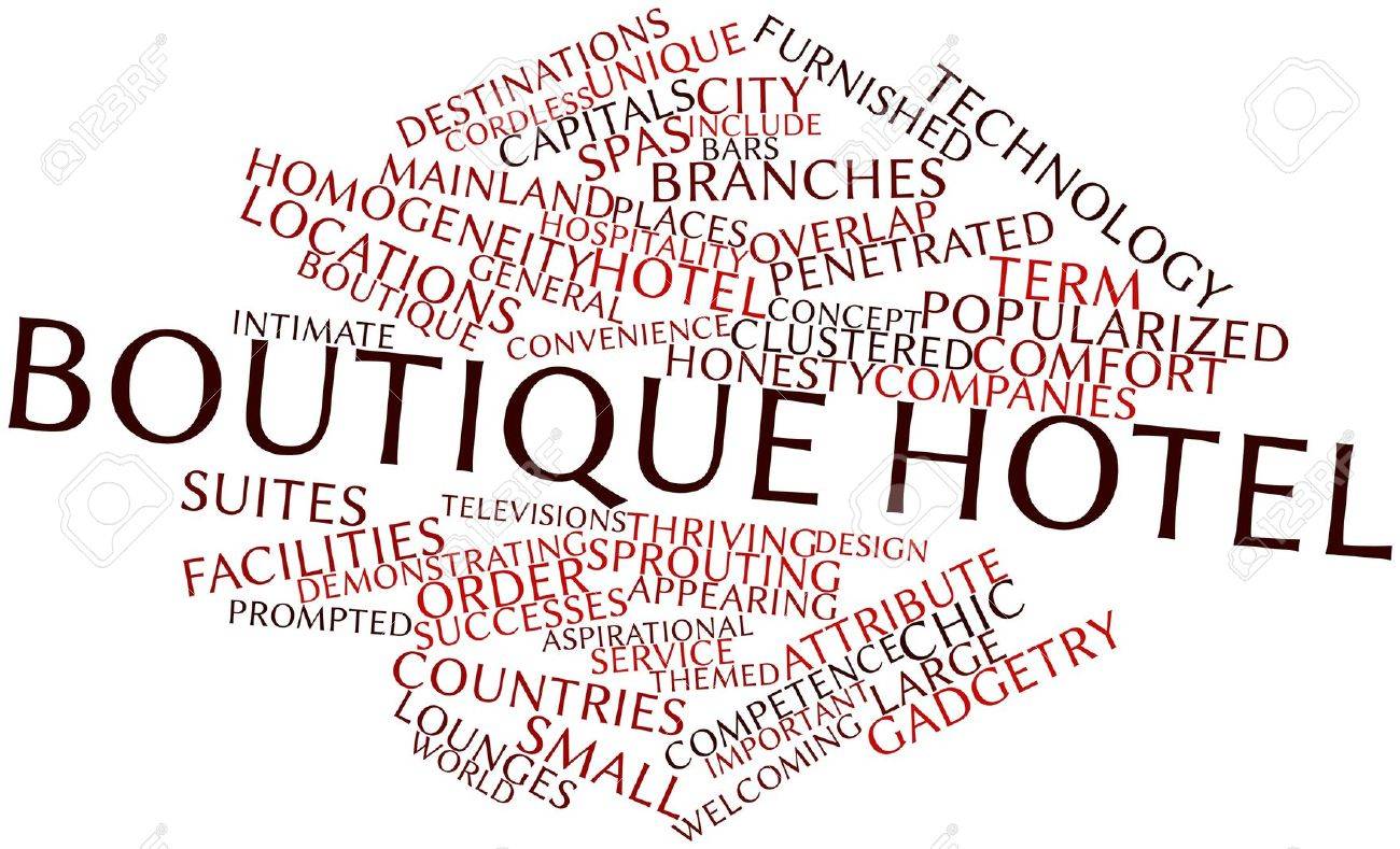 abstract word cloud for boutique hotel with related tags and stock hotel word