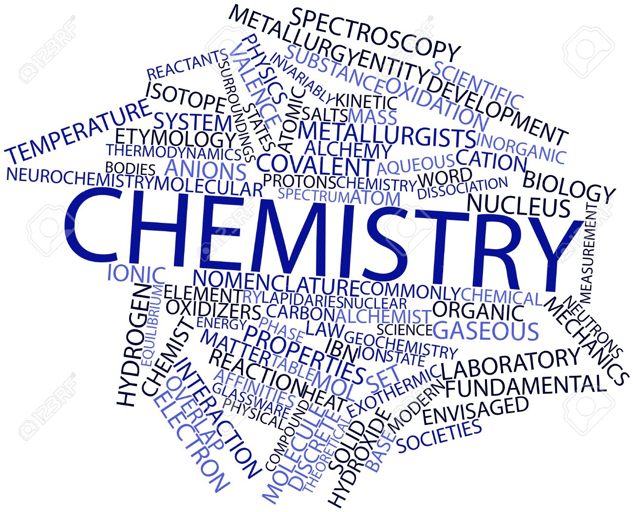 abstract word cloud for chemistry with related tags and terms stock