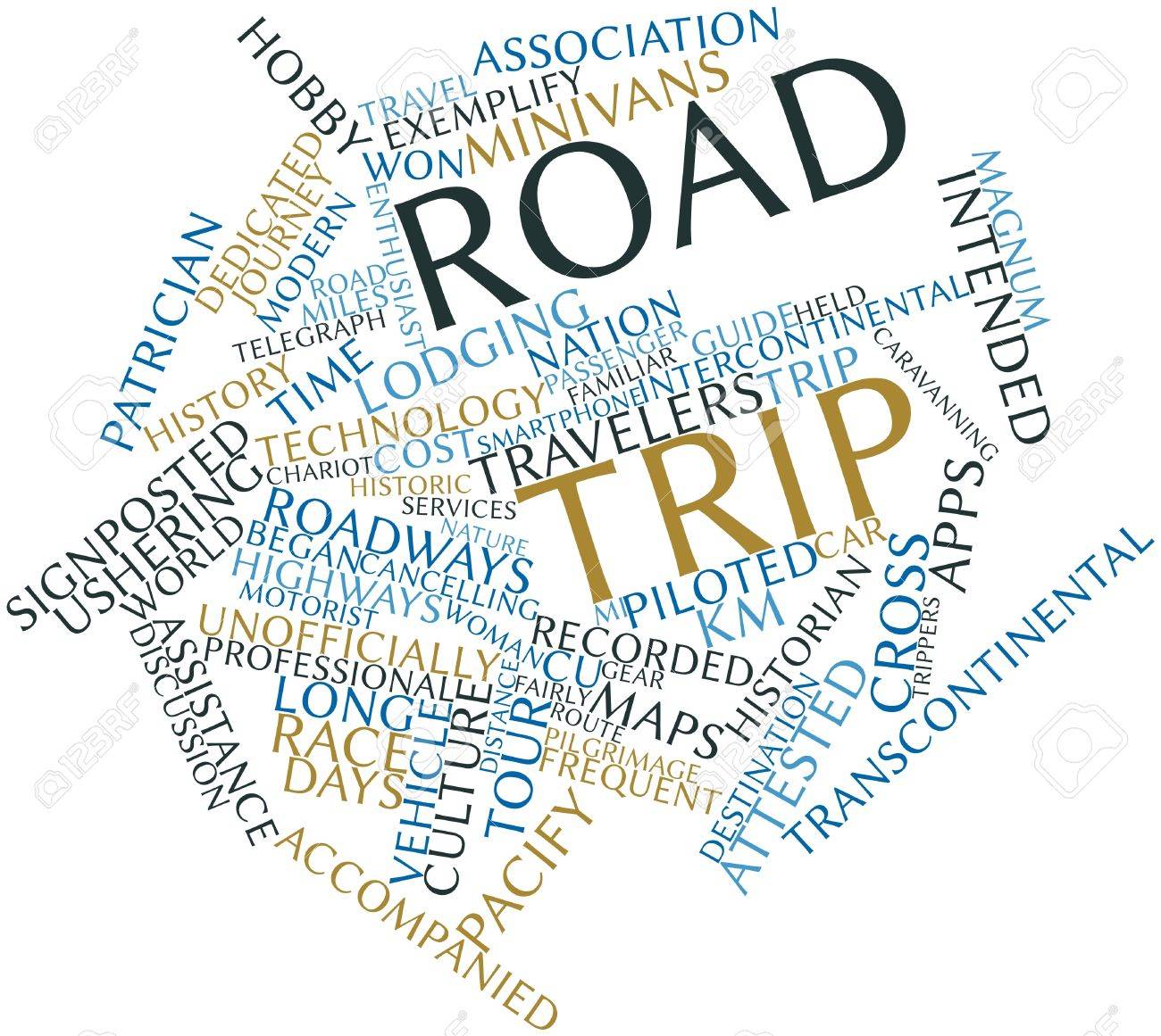 abstract word cloud for road trip with related tags and terms stock trip word