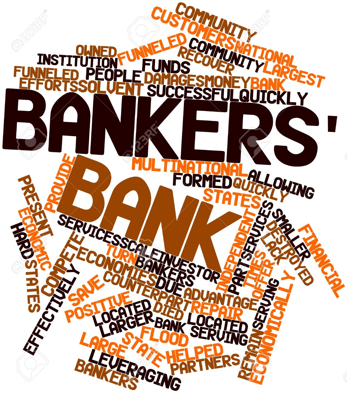 abstract word cloud for bankers bank with related tags and terms