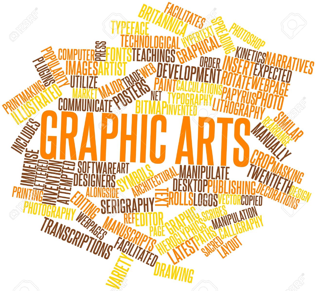 abstract word cloud for graphic arts with related tags and terms