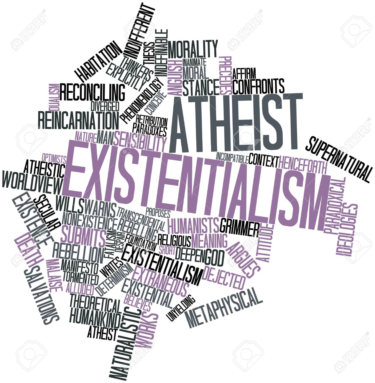 関連タグと用語と無神論者の実存主義の抽象的な単語の雲 の写真素材 画像素材 Image