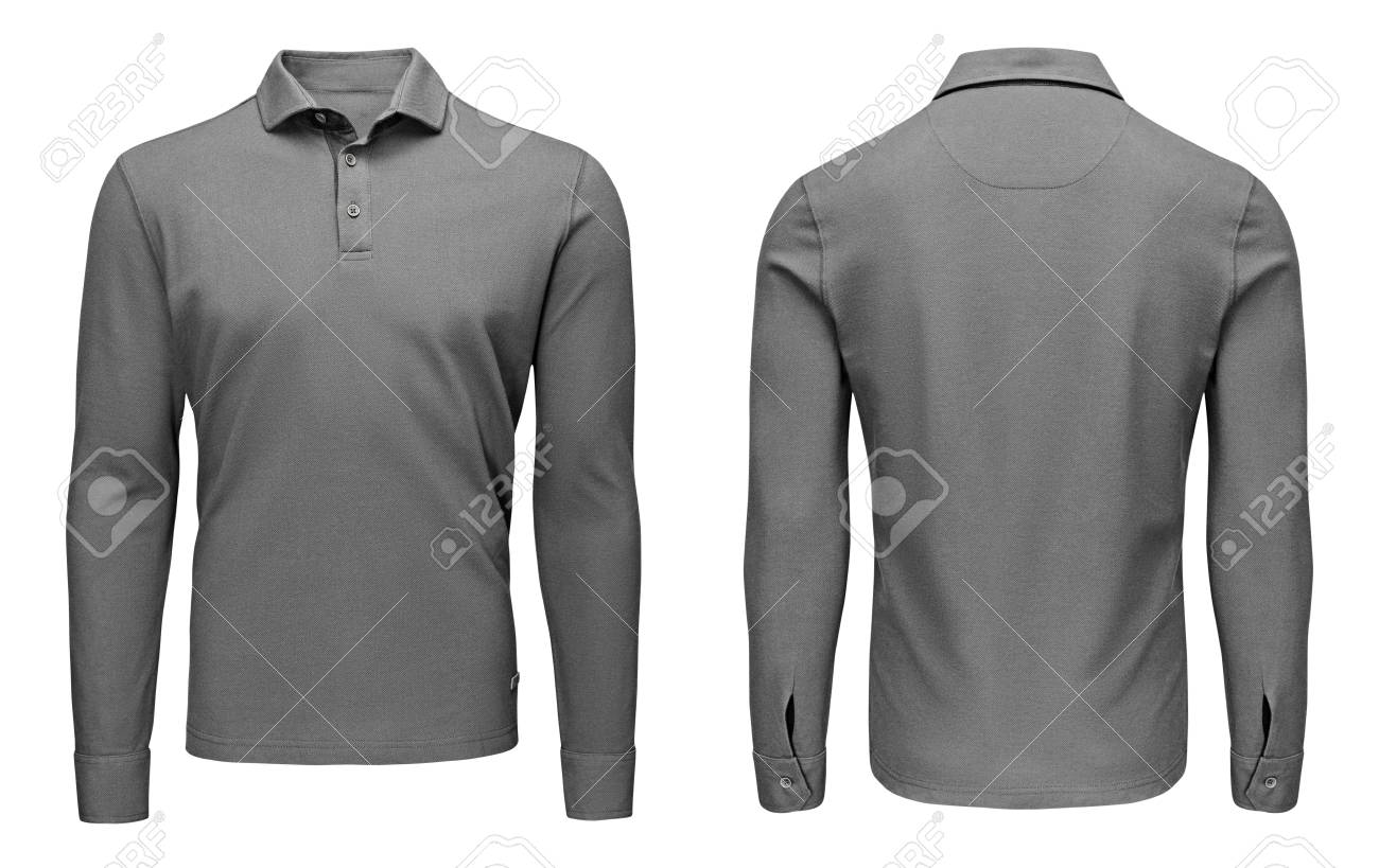 grey long sleeve polo mens
