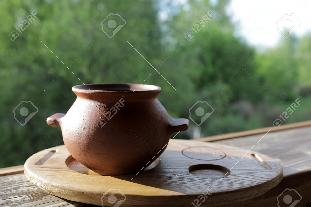Soup In Pot On Windowsill In Cafe Stock Photo Picture And Royalty